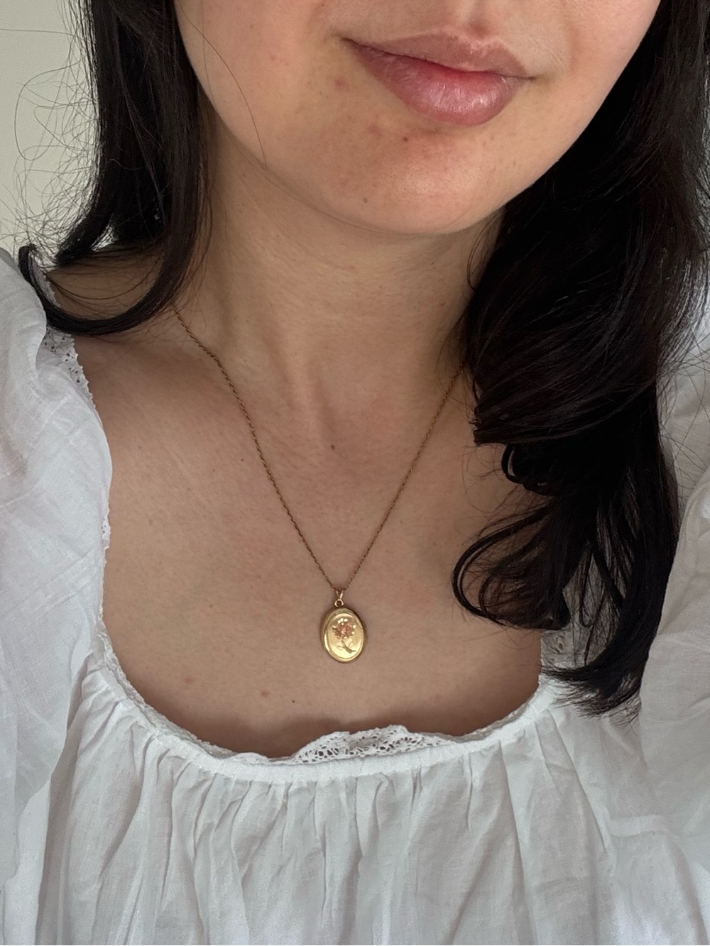 Vintage Gold Rose Locket Necklace